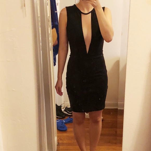 Tobi black dress with mesh panel - Picture 3 of 3